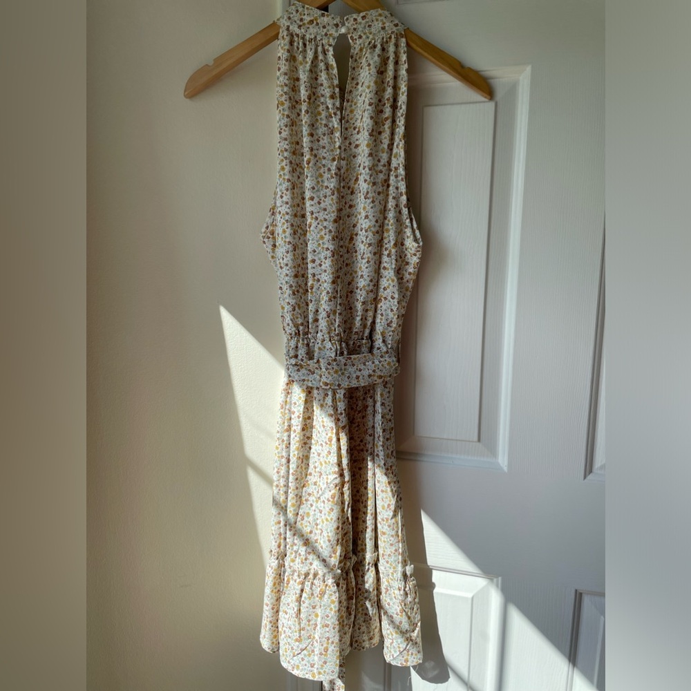 Floral Halter Midi Dress in Cream
